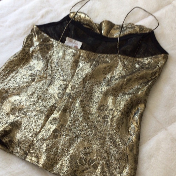 Luxe Metallic Gold & Black Camisole 1990’s Top M - Picture 4 of 15